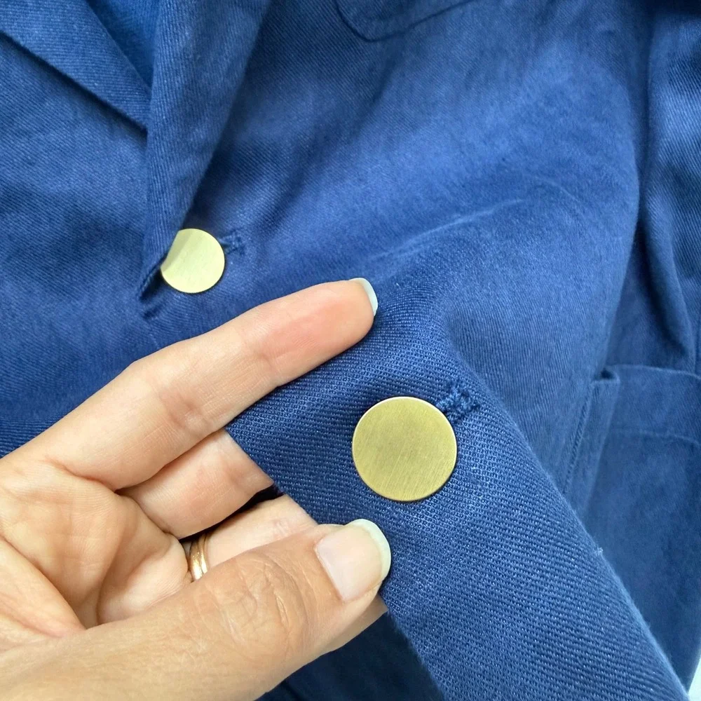 Vince Mens Navy Blue Linen Cotton Blend‎ 2-Button Blazer Jacket XL M1272-4150
